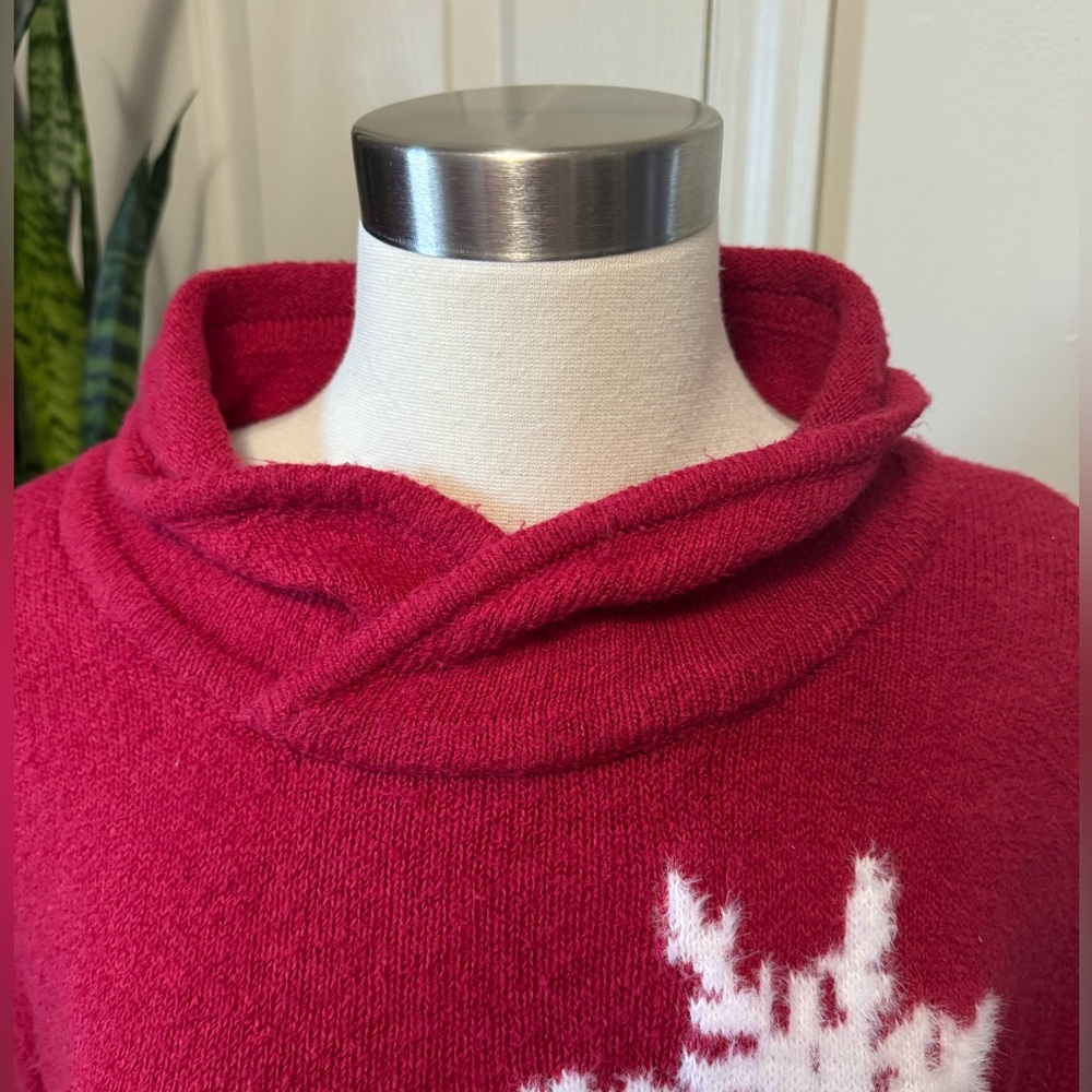 Red Snowflake Sweater XL Fold Over Neck holiday teacher‎ - Picture 6 of 8